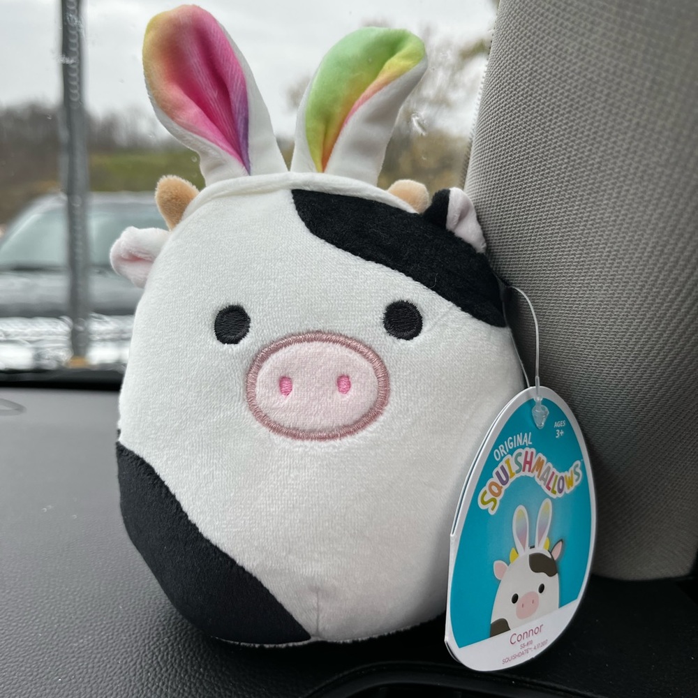 Connor the cow squishmallow 4.5 inch Easter design